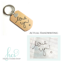 Handwriting Dog Tag Keychain