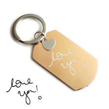 Handwriting Dog Tag Keychain